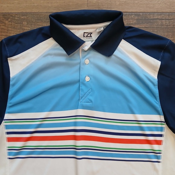 Cutter & Buck Polo Mens Medium White Golf Tequesta Country Club Strtch Flex - Picture 2 of 11